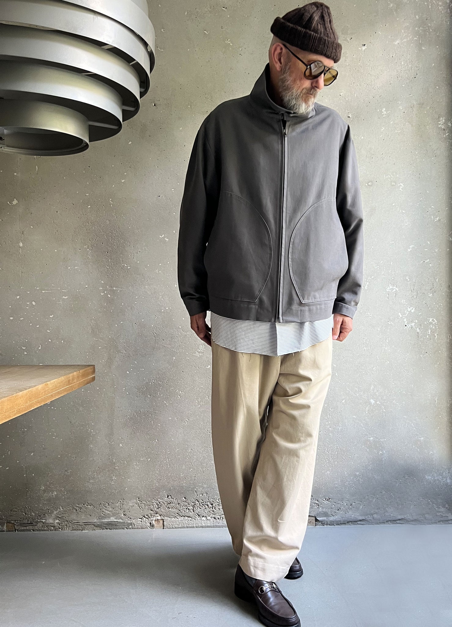 Club jacket concrete grey canvas