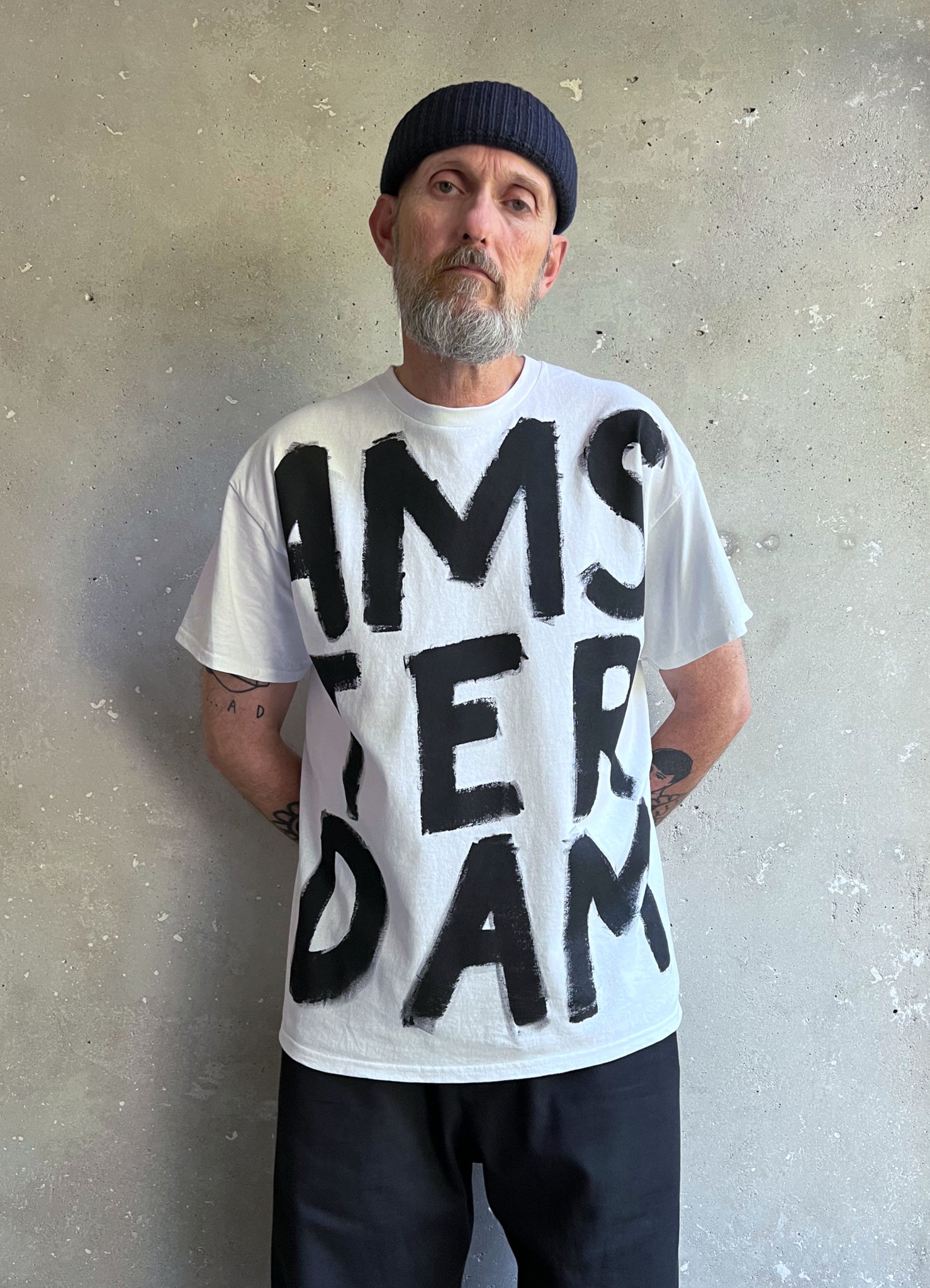 Hand painted AMSTERDAM Tee white