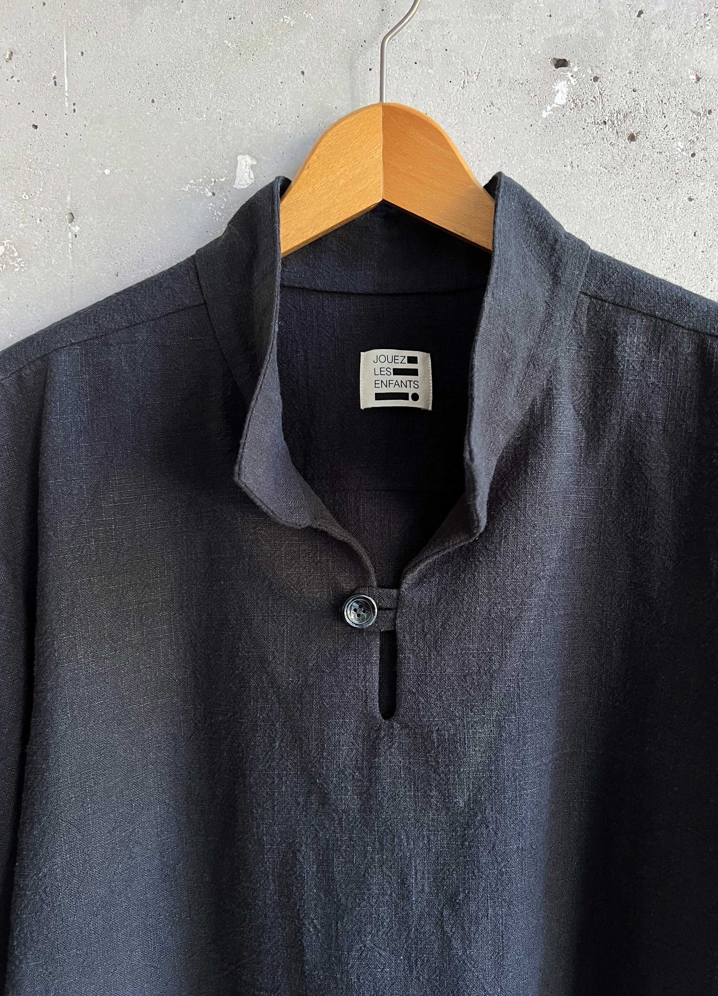 Smock shirt linen charcoal black