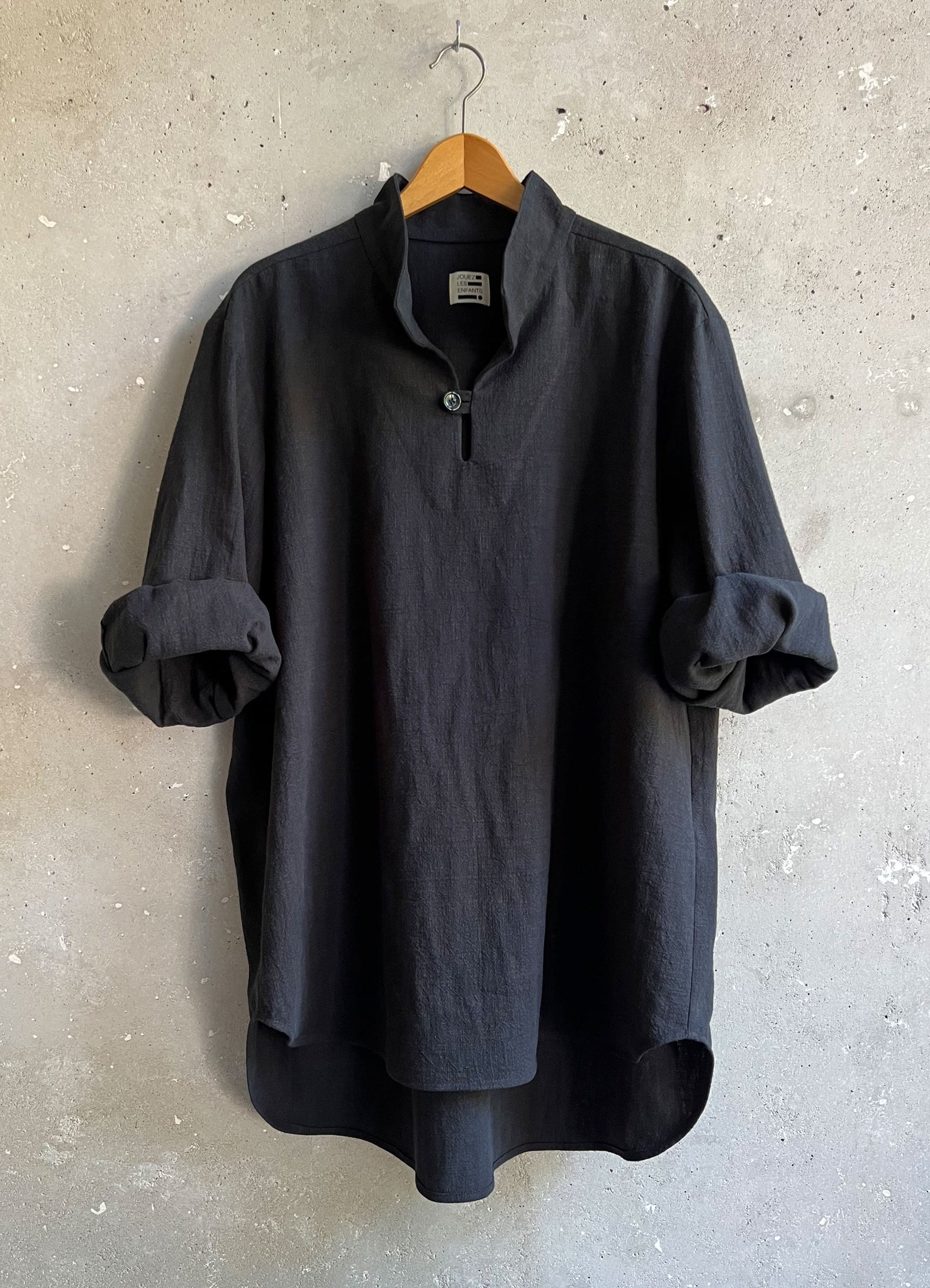 Smock shirt linen charcoal black