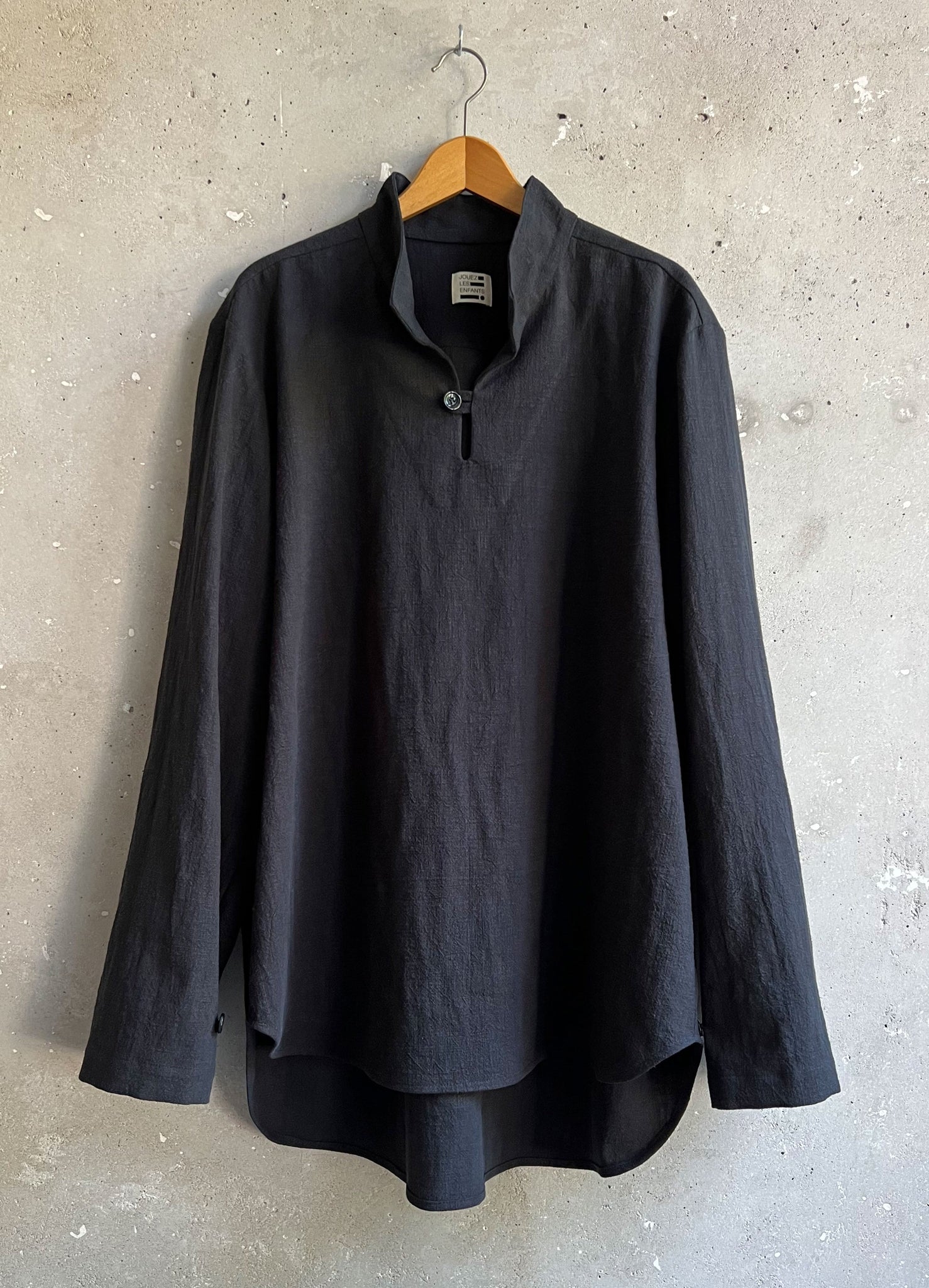 Smock shirt linen charcoal black