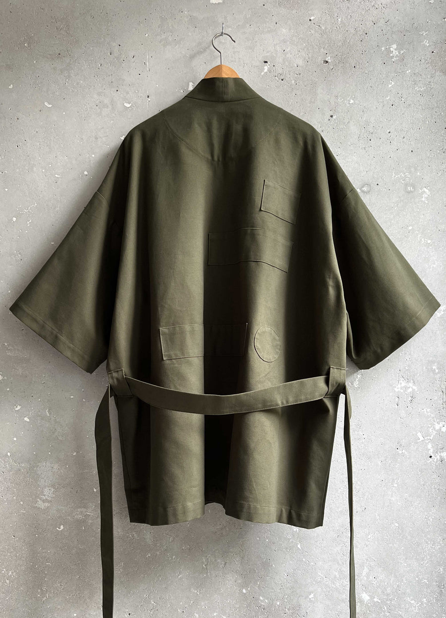 Japanese dust coat olive green canvas