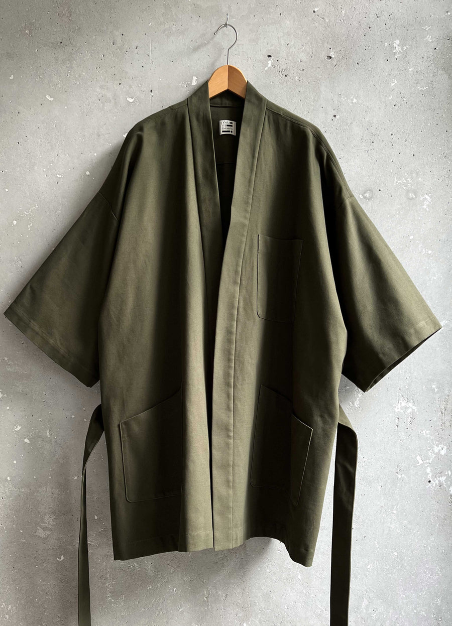 Japanese dust coat olive green canvas