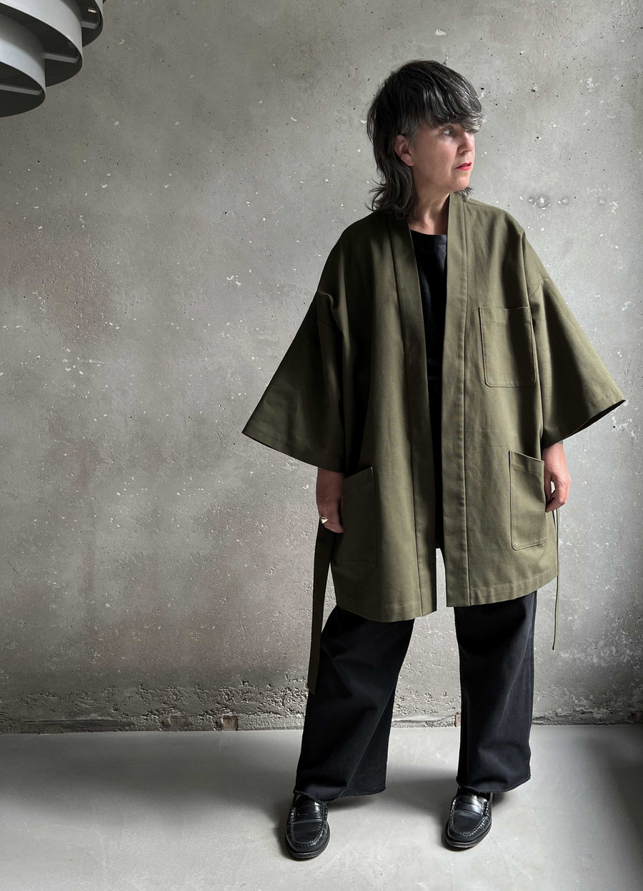 Japanese dust coat olive green canvas